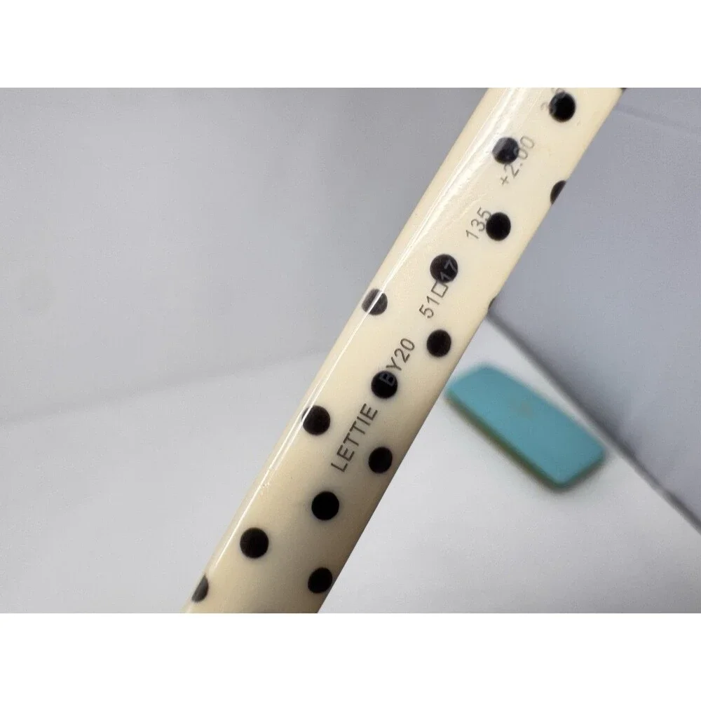 Kate Spade Tattie BY20 Eyeglass Frames Only 51-17-135 Black Cream Polka Dot Case